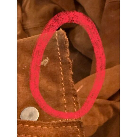 Vince Tan Brown Suede Calf Leather & Silk Jean Moto Jacket FLAWED Size Small - Picture 9 of 9